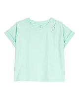 Girls Solid Short-Sleeve Tee - Turquoise