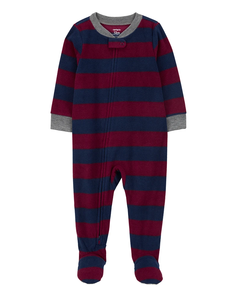 Toddler 1-Piece Striped Fleece Footie Pyjamas