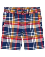 Plaid Flat-Front Shorts