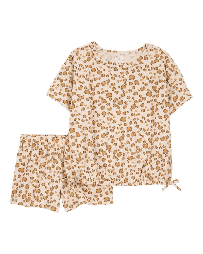 Toddler 2-Piece Leopard Print Short Set - Brown