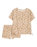 Toddler 2-Piece Leopard Print Short Set - Brown