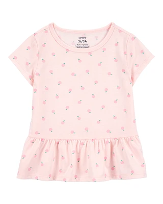 Baby Floral Peplum Short-Sleeve Top - Pink