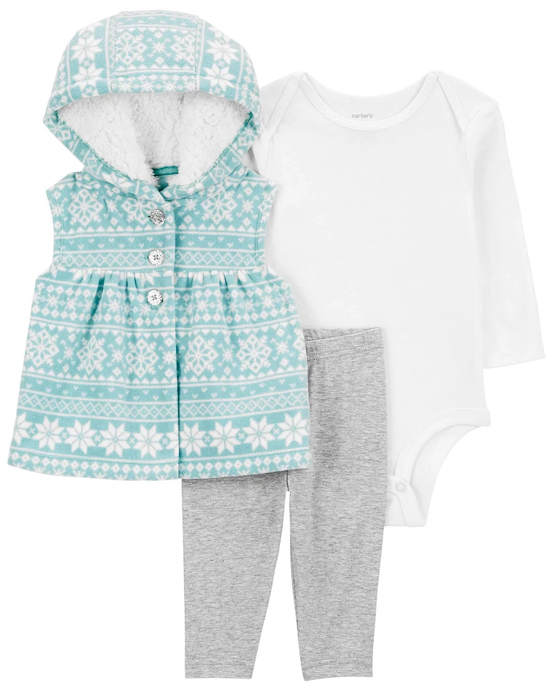 Baby 3-Piece Fair Isle Little Vest Set