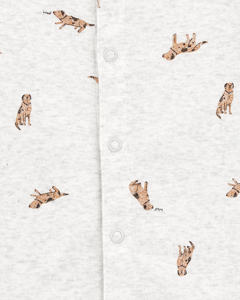 Baby Dog Short-Sleeve Romper - Grey