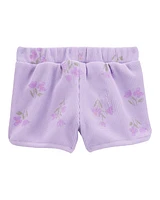 Toddler Floral Waffle Knit Shorts - Purple