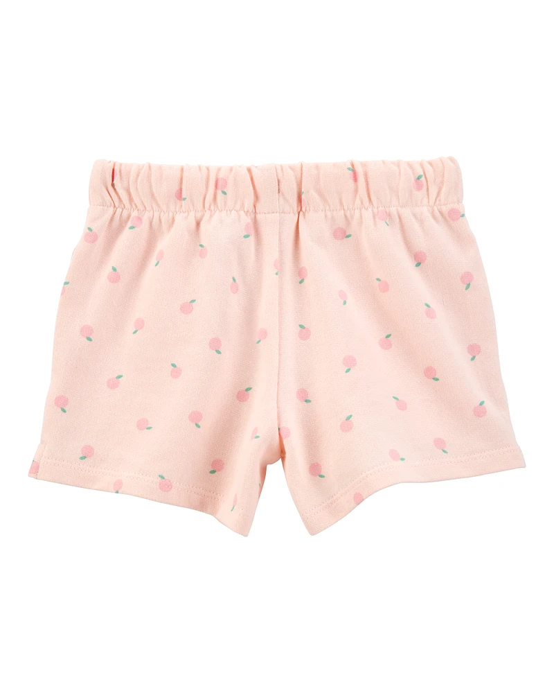 Toddler Peach Print Pull-On French Terry Shorts