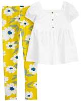 Kid 2-Piece Eyelet Top & Floral Legging Set