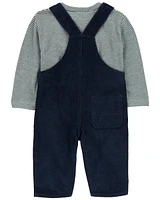 Baby 2-Piece Striped Tee & Corduroy Overall Set