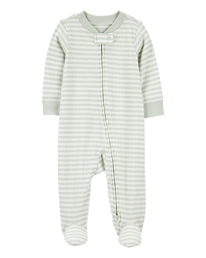 Baby Striped 2-Way Zip Ribbed Sleeper pyjamas