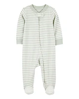 Baby Striped 2-Way Zip Ribbed Sleeper pyjamas