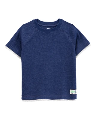 Toddler Solid Woven Short-Sleeve Tee - Navy