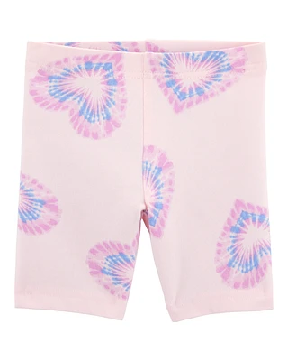 Baby Heart Print Bike Shorts - Pink