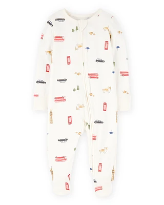 Baby London Print 2-Way Zip PurelySoft Sleeper Pyjamas - Ivory