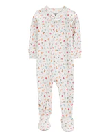 Baby Floral Print Snug Fit Cotton Footie 1-Piece Pyjamas