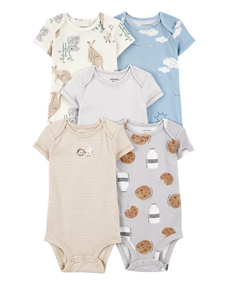 Baby 5-Pack Kangaroo Cloud Short-Sleeve Bodysuits