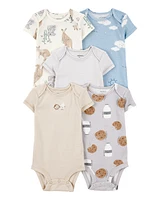 Baby 5-Pack Kangaroo Cloud Short-Sleeve Bodysuits