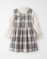 Toddler 
2-Piece Organic Cotton Herringbone Dress Set Plaid