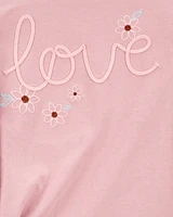 Kid Love Jersey Long-Sleeve Boxy Fit Tee - Pink