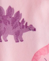 Toddler Girl Dinosaur Loose Fit 2-Way Zip 1-Piece pyjamas - Pink
