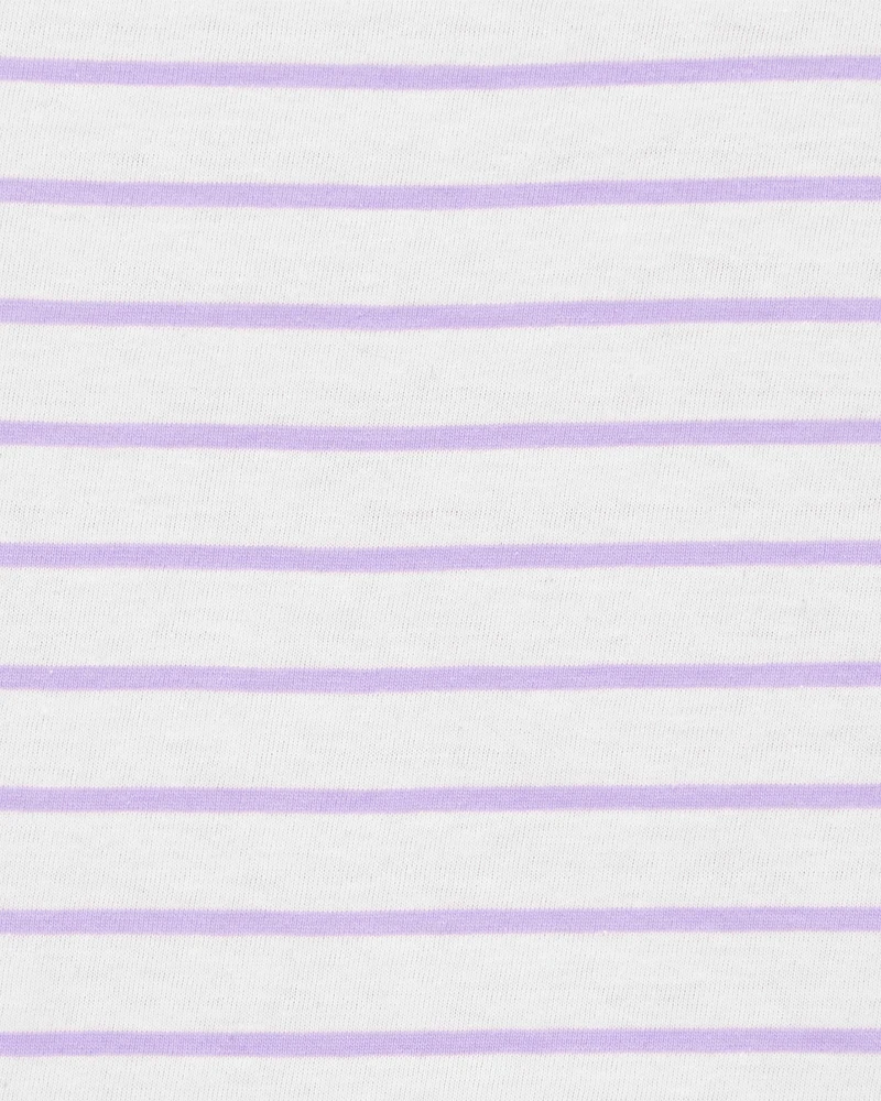Baby Striped Flutter Short-Sleeve Tee - Purple
