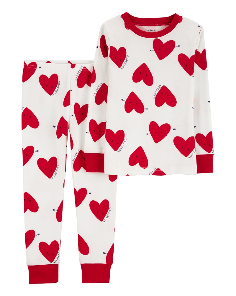 Baby Heart Print Valentine's Day Cotton 2-Piece Pyjamas