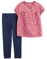 Toddler 2-Piece Floral Top & Jegging Set