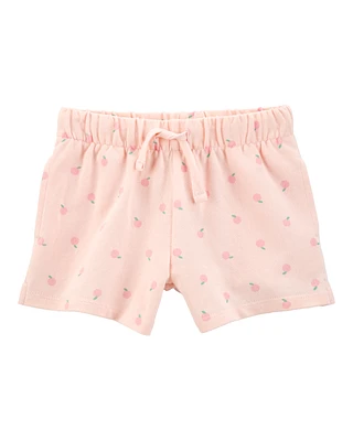 Toddler Peach Print Pull-On French Terry Shorts