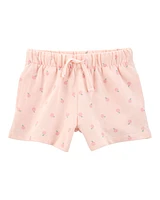 Toddler Peach Print Pull-On French Terry Shorts