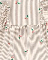 Baby 3-Piece Striped Cherry Print  Outfit Set - White/Pink