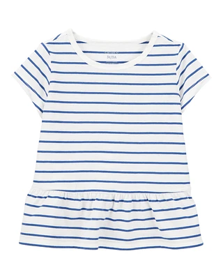 Toddler Striped Short-Sleeve Fashion Top - Navy