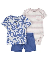 Baby 3-Piece Whale Little Short Set