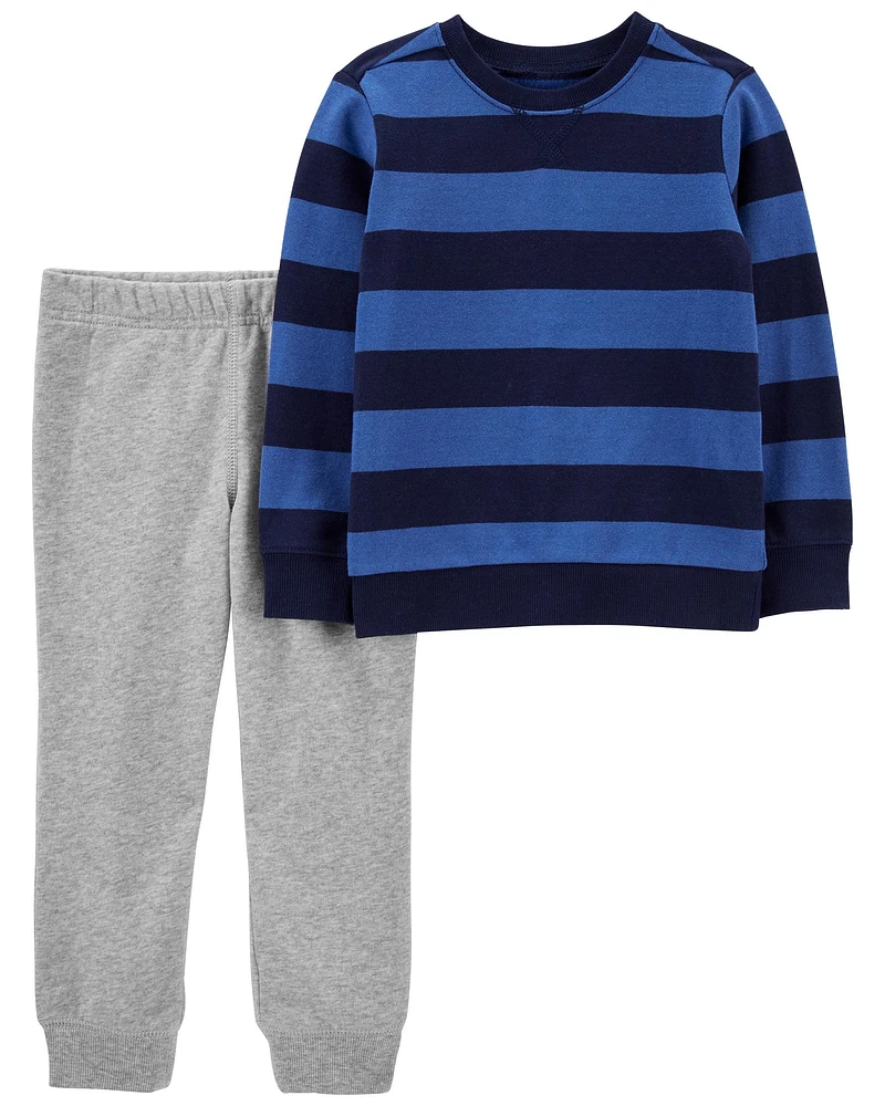 2-Piece Striped Top & Jogger Set