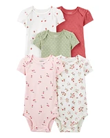 Baby 5-Pack Cherries & Hearts Short-Sleeve Bodysuits