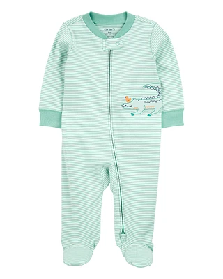 Baby Alligator 2-Way Zip Cotton Sleeper