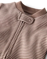 Baby Organic Cotton Sleep & Play Pyjamas Brown Stripes