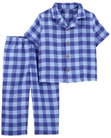 2-Piece Gingham Coat Style Pyjamas