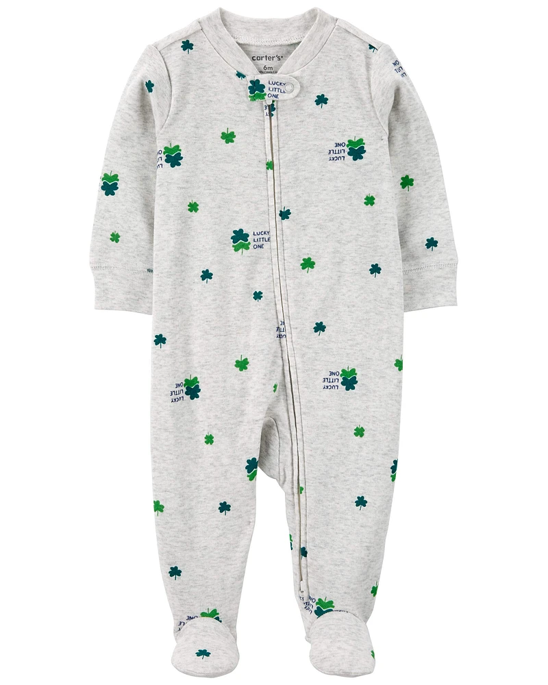 St. Patrick's Day 2-Way Zip Cotton Sleep & Play Pajamas