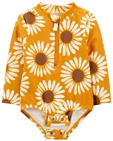 Baby Sunflower 1-Piece Half-Zip Rashguard