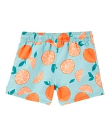 Toddler Orange Print Swim Trunks