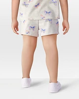 Toddler Butterfly Print Pull-On French Terry Shorts - Grey