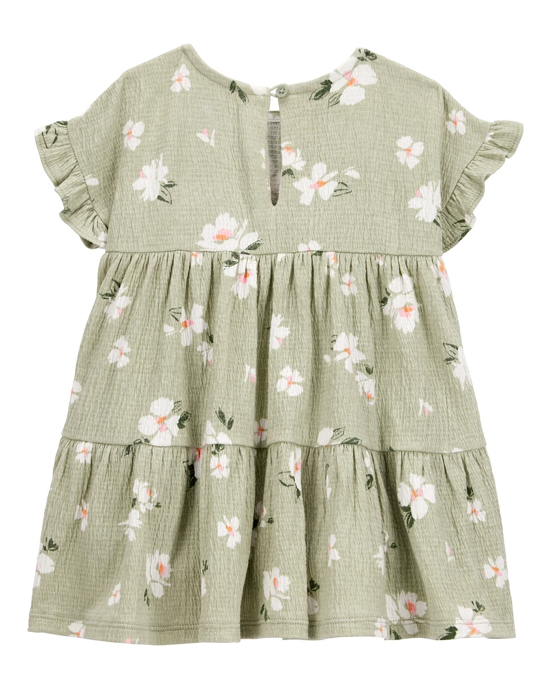 Baby Floral Tiered Dress- Green