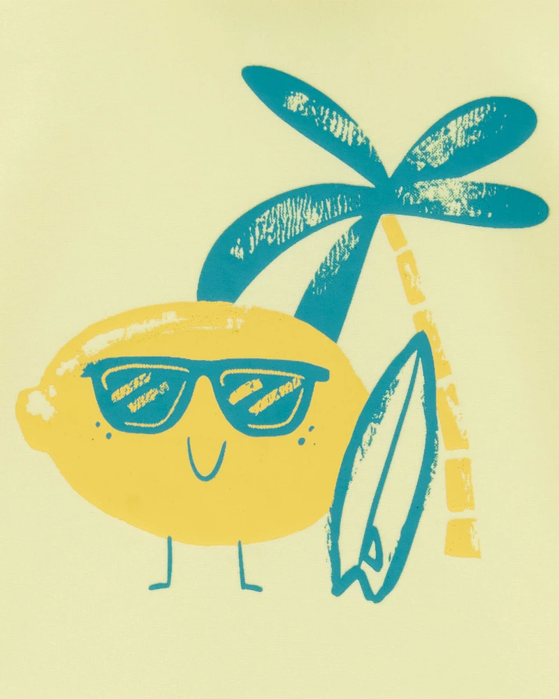 Baby 2-Piece Lemon Rashguard & Swim Trunk Set - Yellow/Blue