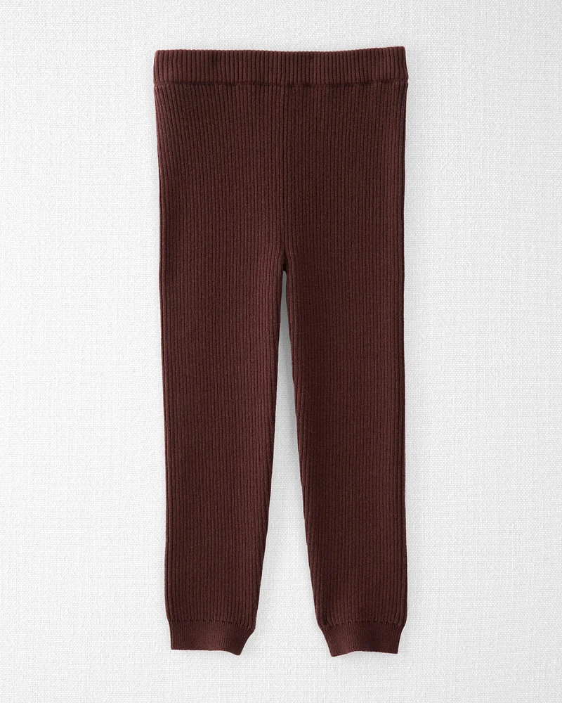 Toddler Organic Cotton Sweater Knit Rib Leggings Deep Burgundy