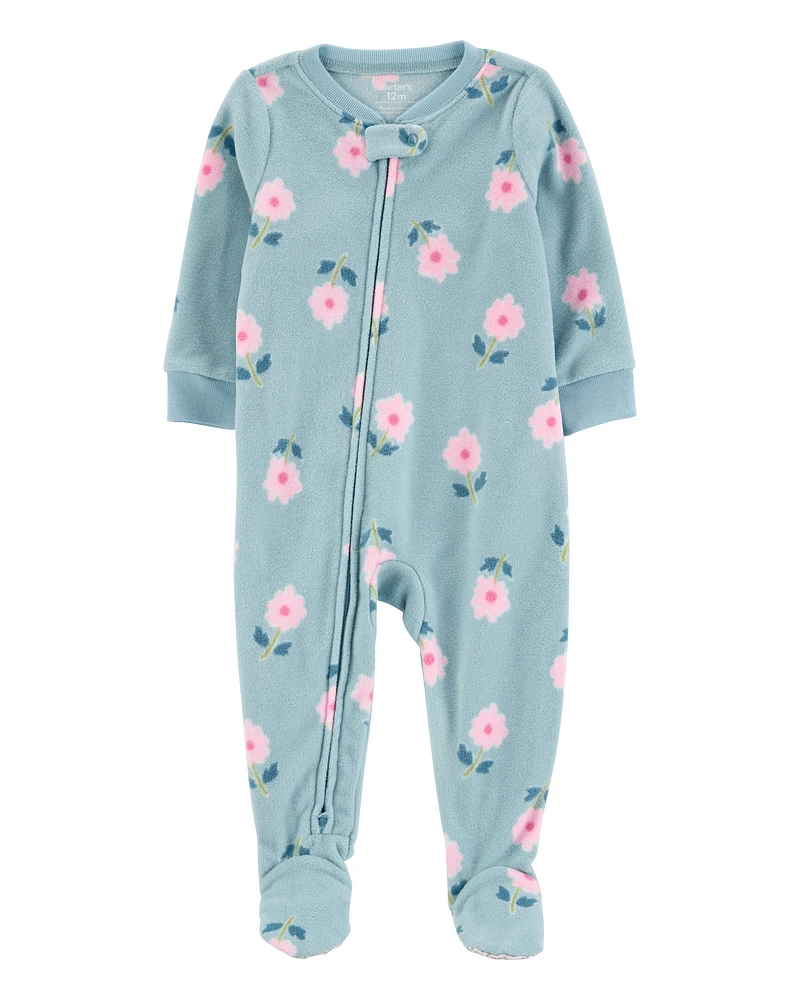 Baby 1-Piece Floral Fleece Footie Pyjamas