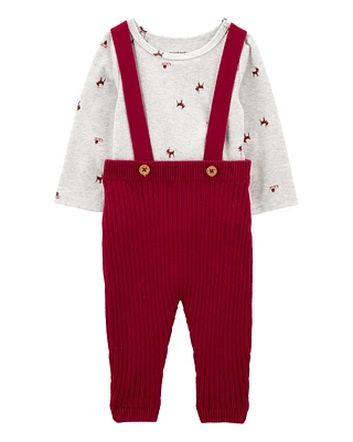 Baby 2-Piece Reindeer Bodysuit & Suspender Pant Set