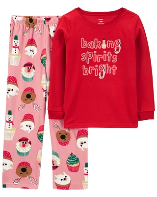 Kid 2-Piece Cupcake Fleece Pyjamas