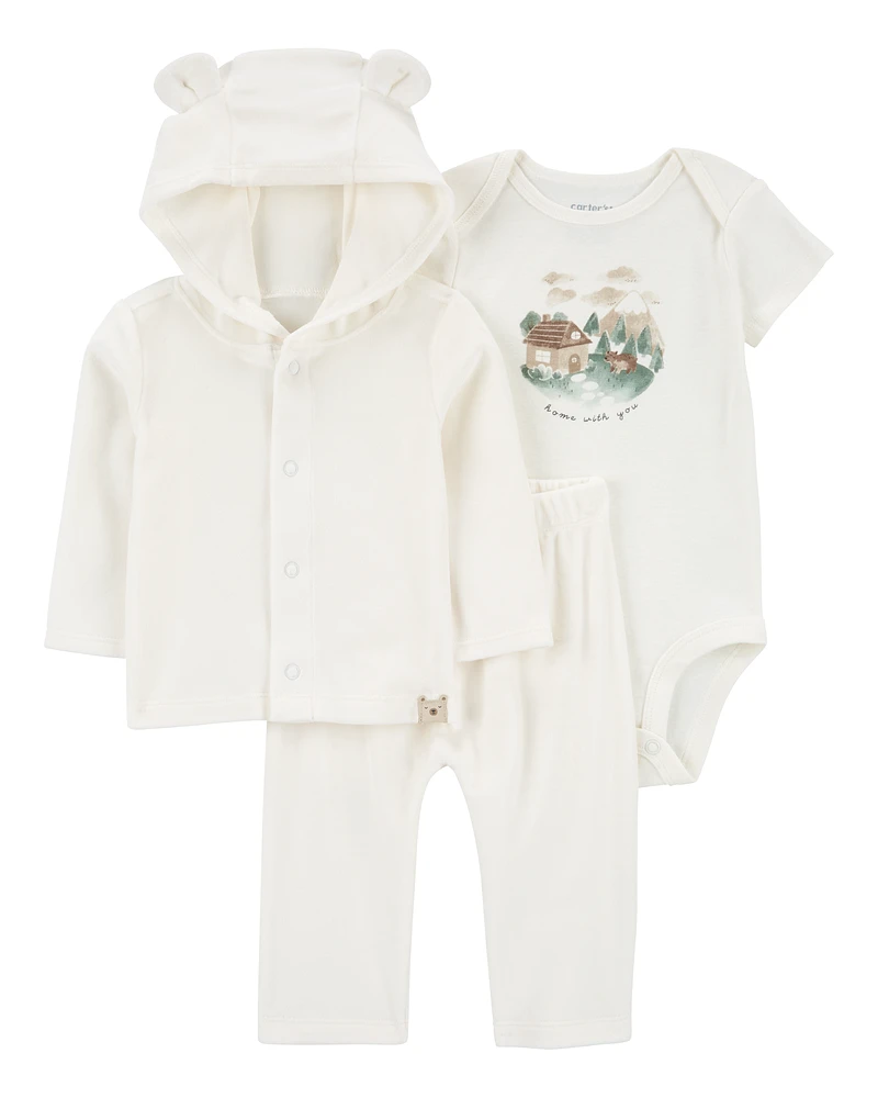 Baby 3-Piece Fuzzy Little Cardigan Set