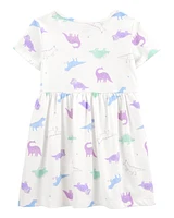 Toddler Dinosaur Print Short-Sleeve Dress