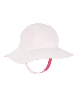 Baby Girl Reversible Solid Swim Hat - Pink/White