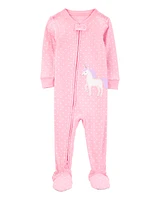 Toddler Unicorn Snug Fit Cotton Footie 1-Piece Pyjamas - Pink